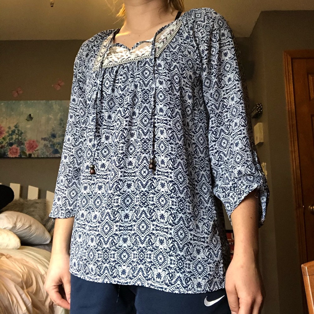 Rewind patterned blouse